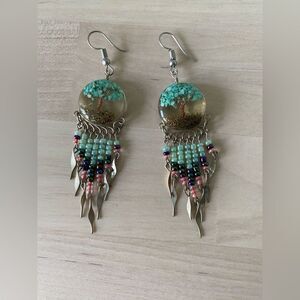 Turquoise stones Tree of Life Earrings